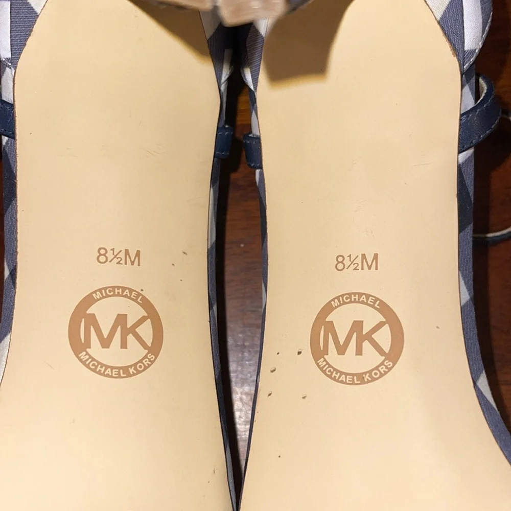Michael Michael Kors Womens Pippa Leather Open Toe heels. Size 8.5M. Checkered - Picture 15 of 15